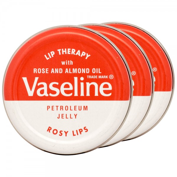 3x Vaseline Lip Therapy Petroleum Jelly Rosy Lips Lippenbalsam 20g
