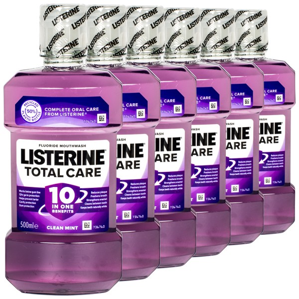 6x Listerine Total Care 10in1 Clean Mint - Mundspülung 500ml