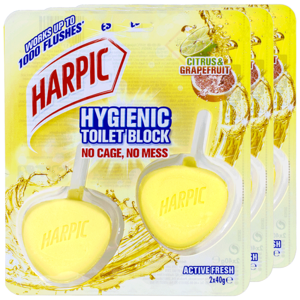3x Harpic Activ Fresh WC-Stein Hygienic Citrus & Grapefruit 2 Stück