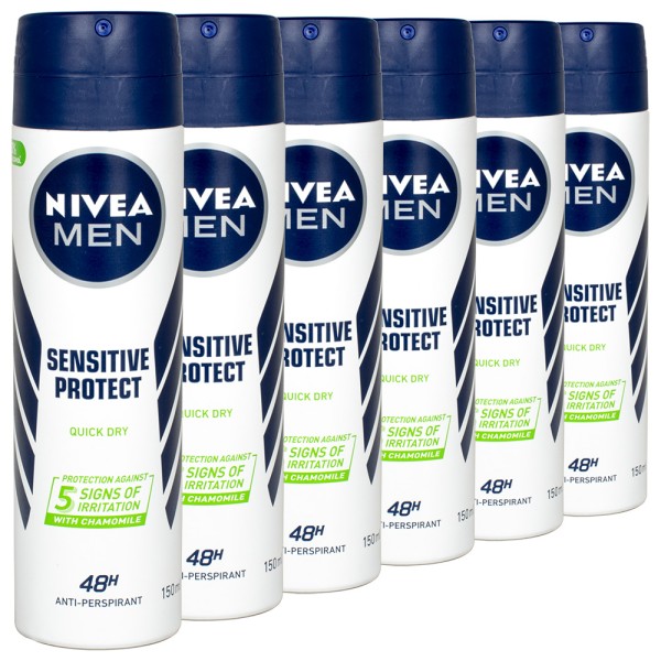 6x Nivea MEN Sensitive Protect Anti-Transpirant Anti-Juckreiz Deo 150ml