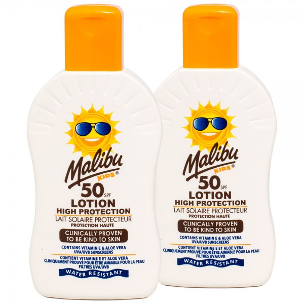 2x Malibu Kids Sonnenlotion SPF50 hoher Sonnenschutz für Kinder 200 ml