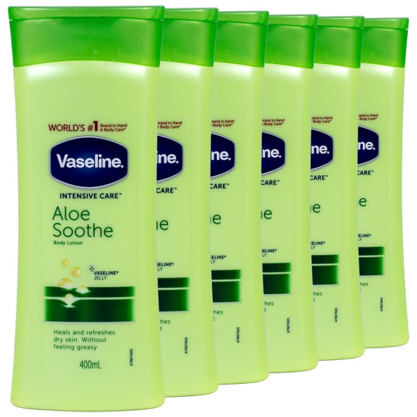 6x Vaseline Intensive Care Aloe Soothe Body Lotion 400ml