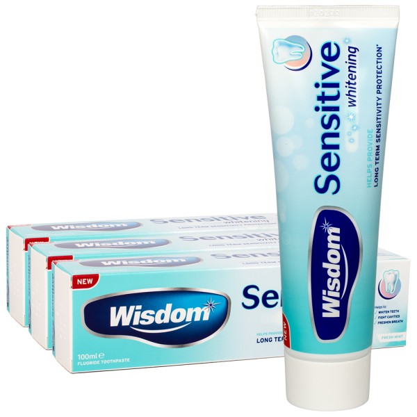 3x Wisdom Sensitive Whitening Zahnpasta 100ml