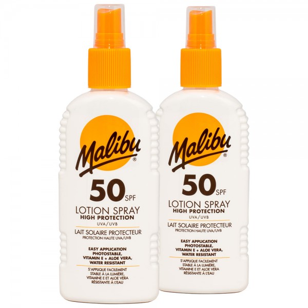 2x Malibu Sonnenlotion Spray SPF50 hoher Sonnenschutz 200 ml