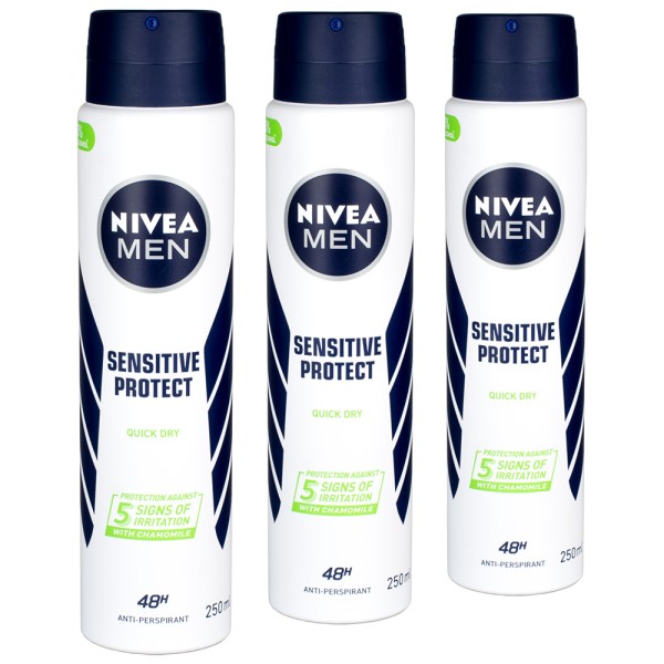 3x Nivea MEN Sensitive Protect Anti-Transpirant Anti-Juckreiz Deo 250ml