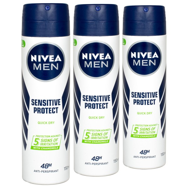 3x Nivea MEN Sensitive Protect Anti-Transpirant Anti-Juckreiz Deo 150ml