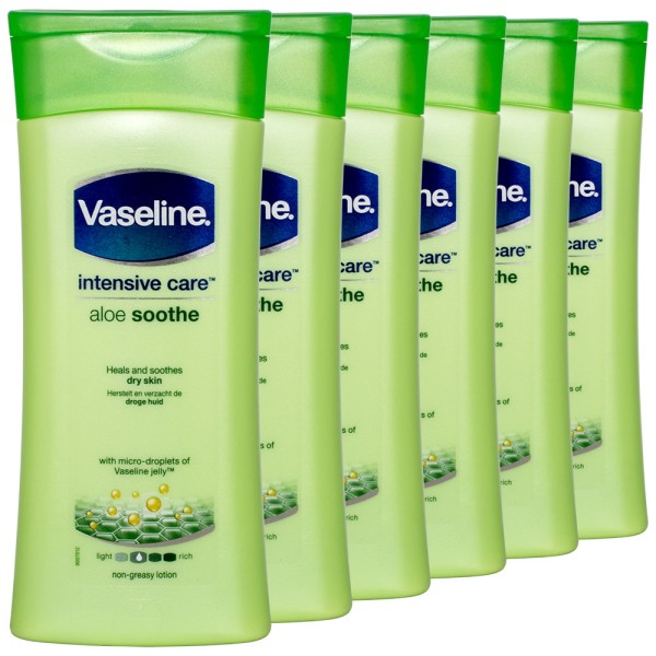 6x Vaseline Intensive Care Aloe Soothe Body Lotion 200ml
